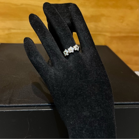 14K Yellow Gold Plated Rhinestone 3 Star Ring - Picture 6 of 7